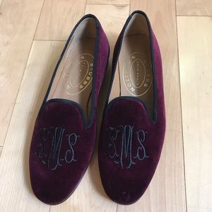 Stubbs & Wootton Monogrammed Velvet Moccs Size 7.5